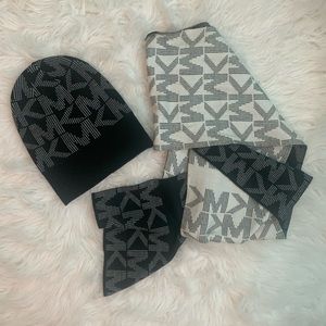 Michael Kors Logo beanie and scarf set